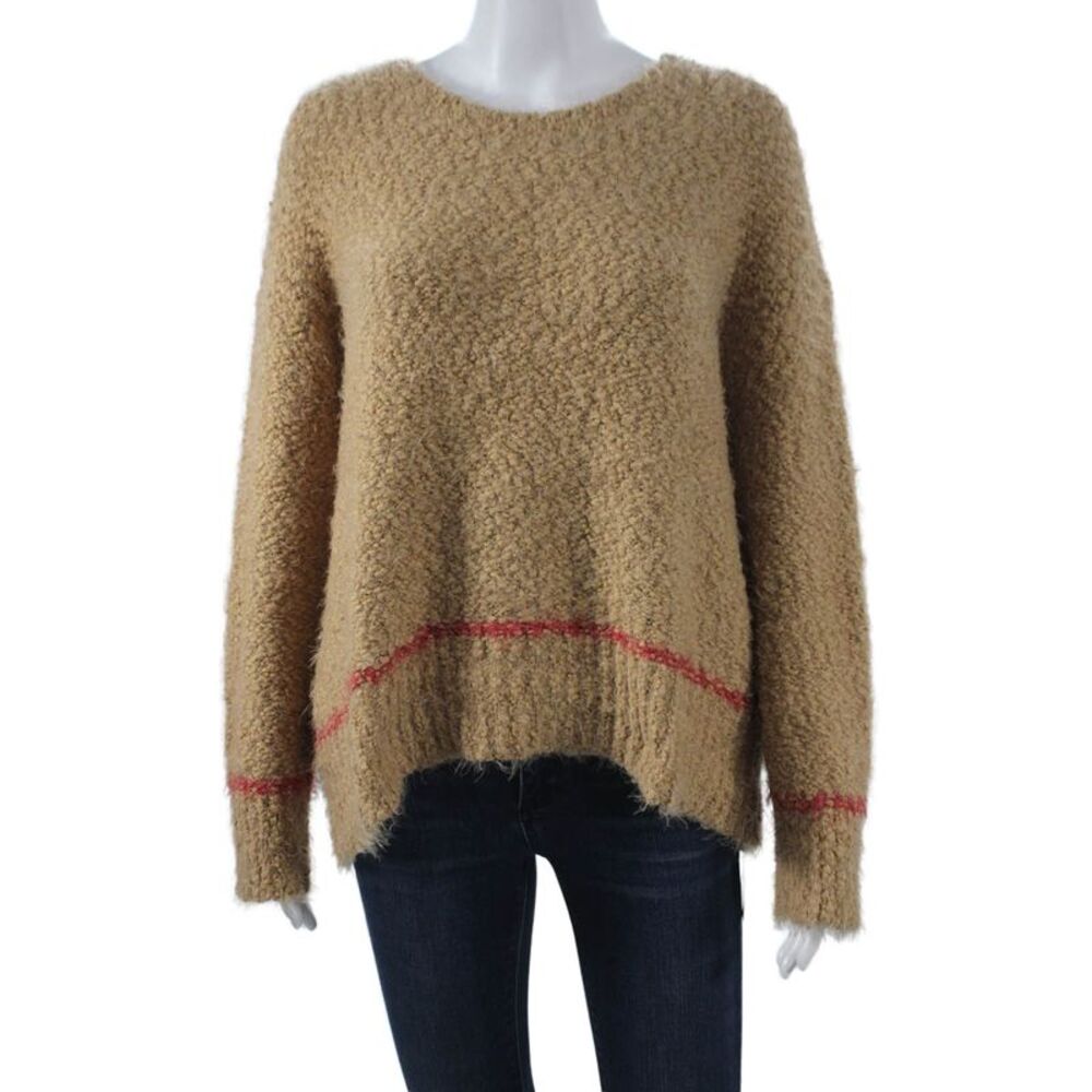 Splendid Womens Pullover Striped Beige Round Neck Long Sleeve Sweater Size M